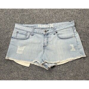 Hurley Denim Shorts Women Size 29 Stretch Distressed Cut Off Studded Light Wash